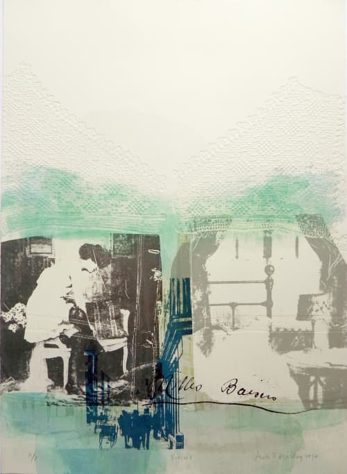 Turquoise Boudoir I Print from Mistress collection | Mixed Media by Sara J Beazley. Item composed of paper