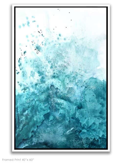 Water & Salt Aqua | Canvas Painting in Paintings by Nicolette Atelier. Item composed of canvas