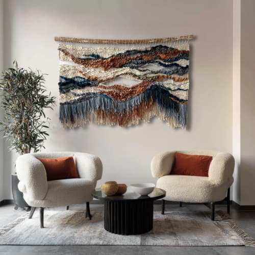 Wall Tapestry "Canyon Echo" | Wall Hangings by Tissage Sauvage. Item made of wood & cotton compatible with boho and country & farmhouse style
