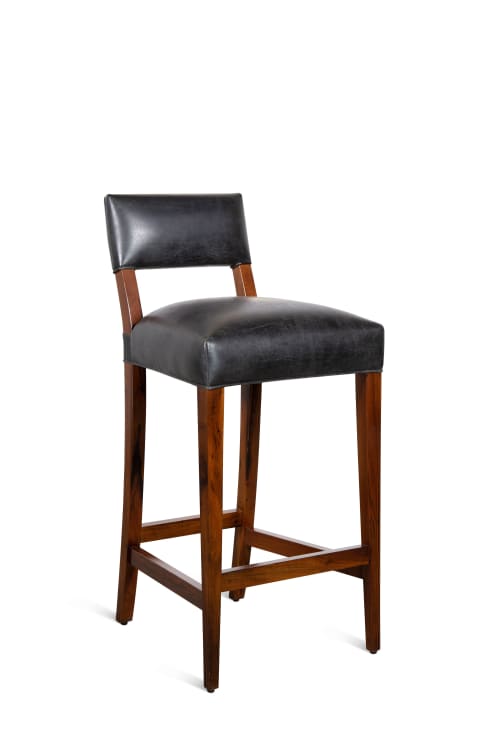 Exotic Wood Stool with Wrapped Leather by Costantini, Neto | Dining Chair in Chairs by Costantini Design. Item composed of wood and bronze