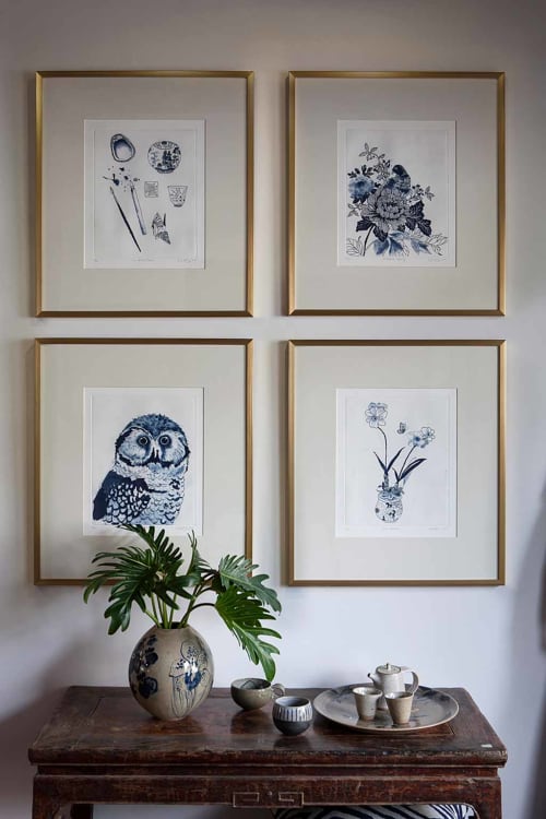 'Flowering Prosperity' Limited Edition Etching | Prints by Chris Chun Art and Home Decor. Item composed of paper