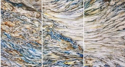 Quartz-26, Triptych | Oil And Acrylic Painting in Paintings by Sangeeta Sagar. Item composed of paper & synthetic