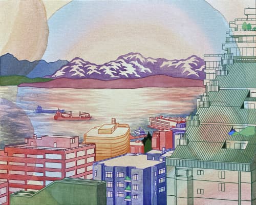 Sunset on Puget Sound | Oil And Acrylic Painting in Paintings by Elizabeth Gahan. Item made of canvas with synthetic