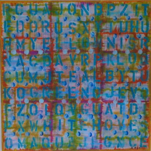 Find The Words | Oil And Acrylic Painting in Paintings by Chris Baumgartner-artist. Item made of synthetic