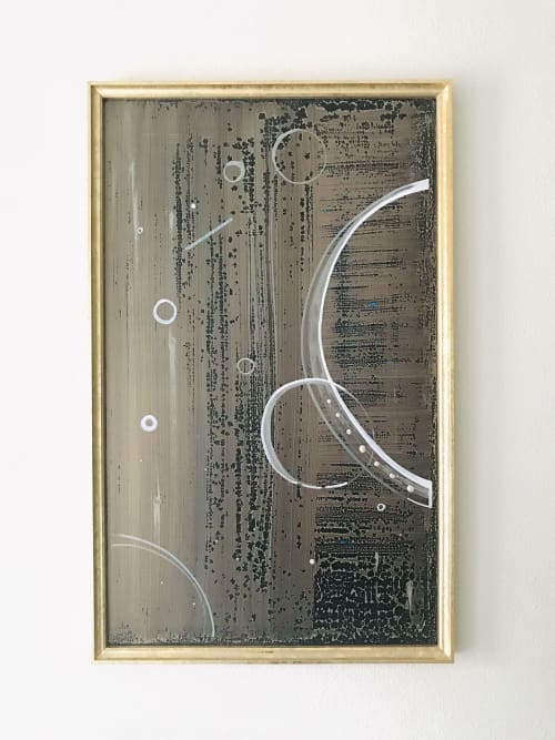 Gold Framed Ivory Chalk Board Wall Art | Oil And Acrylic Painting in Paintings by NAMYOONSOOART. Item made of wood with synthetic works with minimalism style