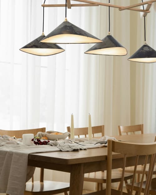 Emily Group of Five Pendant Light | Chandeliers by MOSS Objects. Item made of oak wood with steel works with contemporary & modern style