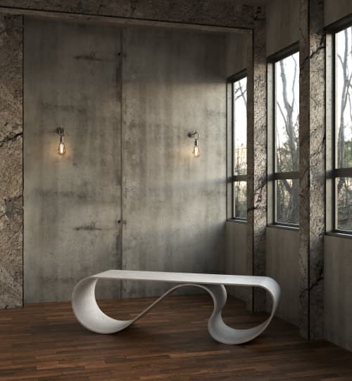 Surge Bench | Benches & Ottomans by Neal Aronowitz. Item composed of cement