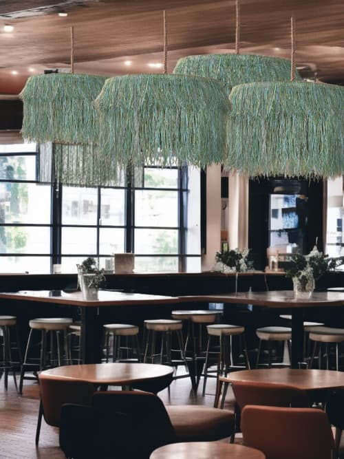 Natural Raffia Pendant Light, Boho Handmade Lampshade | Table Lamp in Lamps by Magdyss Boutique. Item in boho or minimalism style