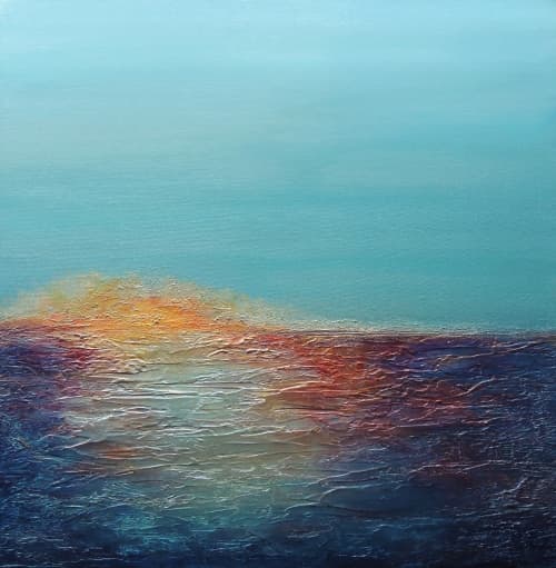 Iridescent Sunset | Oil And Acrylic Painting in Paintings by Monica Gewurz. Item made of canvas