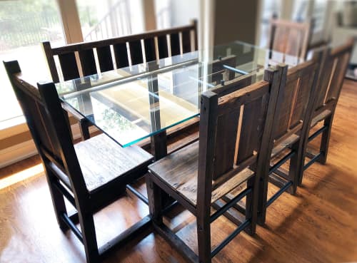 Modern Industrial rustic dining set | Dining Table in Tables by Abodeacious. Item composed of wood & metal
