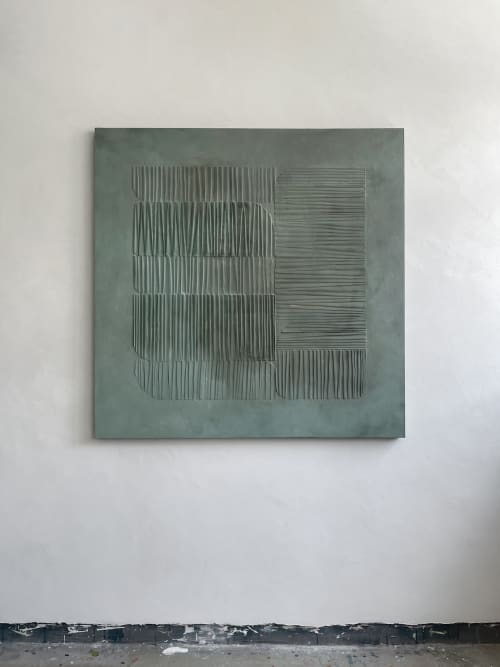 Artichoke Monochrome Texture Art Panel | Mixed Media by Elsa Jeandedieu Studio. Item composed of birch wood in minimalism or contemporary style