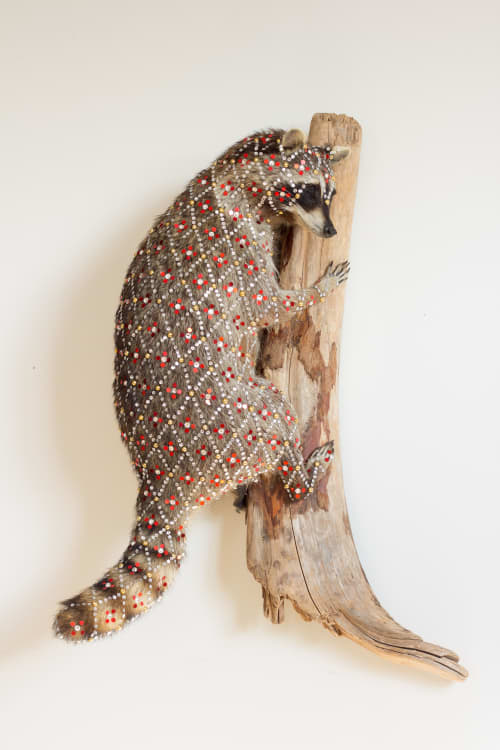 Sequined Raccoon | Wall Sculpture in Wall Hangings by Cassandra Smith | Surety Hotel in Des Moines