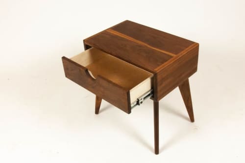 Abymini | Nightstand in Storage by Curly Woods. Item composed of oak wood compatible with mid century modern style