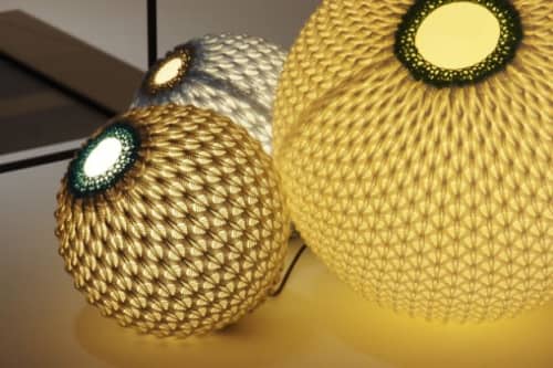 Knitted Floor Lamp - Free 50cm | Lamps by Ariel Zuckerman Studio. Item made of fabric