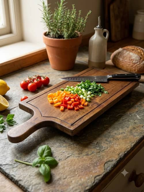 The Artisan Elevated Acacia wood chopping board | Tableware by Famous Art Group Of Industries