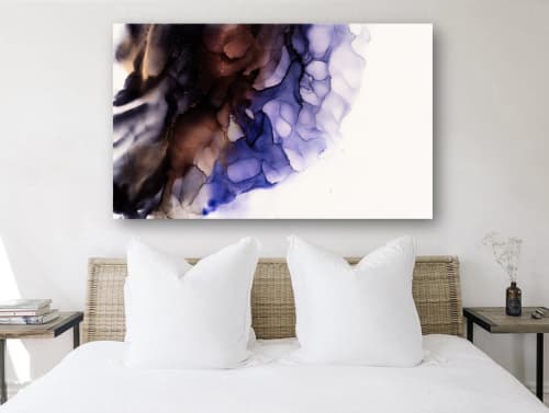 'BLACK ORCHID' - Epoxy Resin Black and White Abstract | Mixed Media by Christina Twomey Art + Design. Item composed of synthetic compatible with minimalism and contemporary style