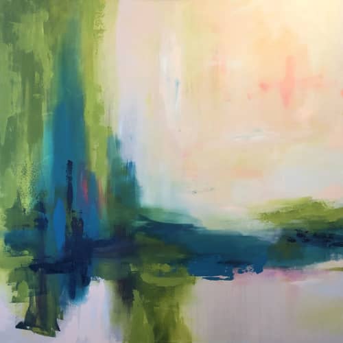 Sunrise on the Lake | Oil And Acrylic Painting in Paintings by Jen Sterling. Item made of canvas & synthetic