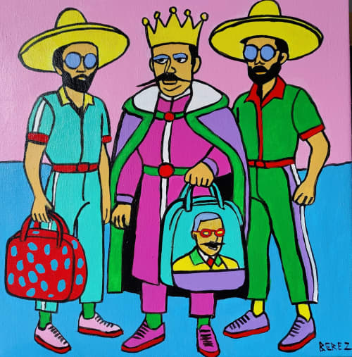 King on Vacation | Oil And Acrylic Painting in Paintings by Berezart. Item made of canvas compatible with contemporary style