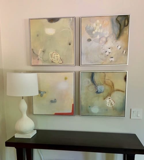 White Buddha | Oil And Acrylic Painting in Paintings by Anne C. Faber. Item made of canvas