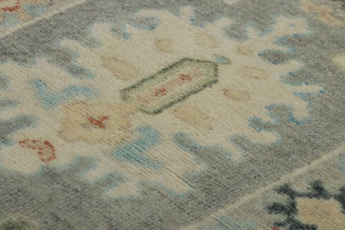 Rug & Kilim's Oushak Rug in Blue-Gray with Medallion | Area Rug in Rugs by Rug and Kilim