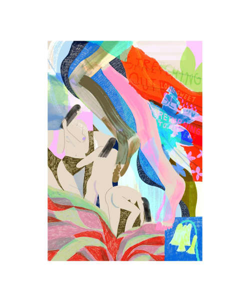 Stretching Out Giclée print | Prints by Lucy Sherston. Item composed of paper in contemporary or eclectic & maximalism style