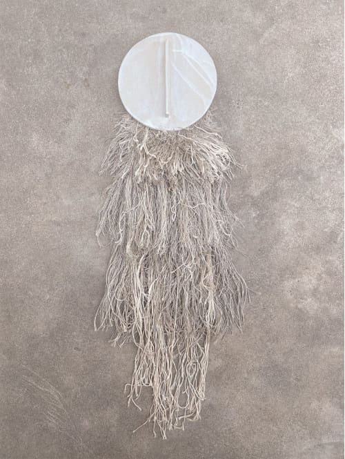 Sequence of Events | Wall Sculpture in Wall Hangings by Fanny Penny. Item composed of linen and stoneware