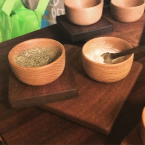 Salt & Pepper Bowls, Spoons and Trays | Dinnerware by McKenzie Gibson | Rhode Island School of Design (RISD) in Providence. Item composed of ceramic