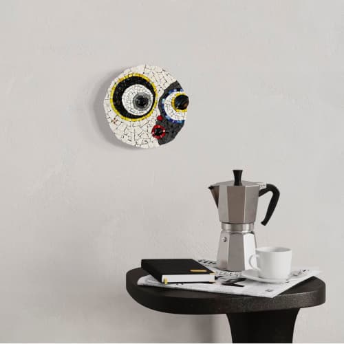 Meditation VI - What if Everything was Black & White #3 | Wall Sculpture in Wall Hangings by Gila Mosaics Studio. Item made of cement with glass works with contemporary & modern style
