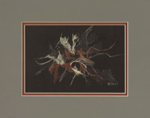 Dark Abstract in Washi (matted) | Oil And Acrylic Painting in Paintings by Jan Sullivan Fowler. Item made of paper with synthetic