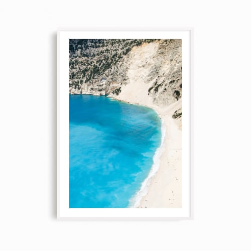 Greece photography print, 'Myrtos Beach' coastal wall art | Photography by PappasBland. Item made of paper works with contemporary & coastal style