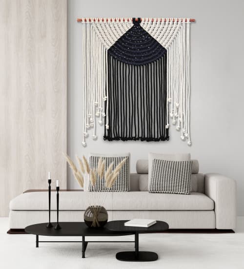 Eclipse - Minimalist Fiber Art Wall Decor | Macrame Wall Hanging in Wall Hangings by Zora Studio. Item composed of cotton compatible with minimalism and contemporary style