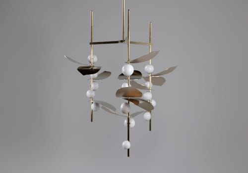 Sofia Config 2 | Chandeliers by Ovature Studios. Item made of brass compatible with mid century modern and contemporary style