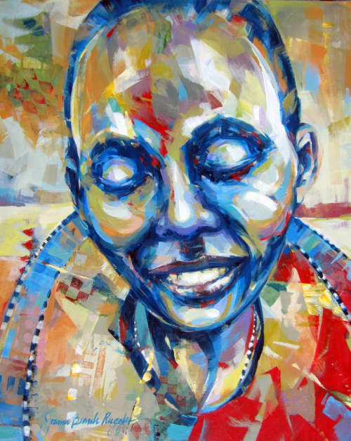 Maasai Wife #3 | Oil And Acrylic Painting in Paintings by Joanne Beaule Ruggles. Item composed of wood and canvas in contemporary or modern style