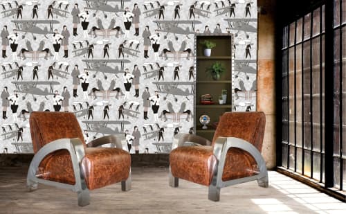 Art Deco Pilots, DECP 01 (Blue )  DECP02 ( Black ) | Wallpaper in Wall Treatments by ART DECOR DESIGNS. Item made of paper