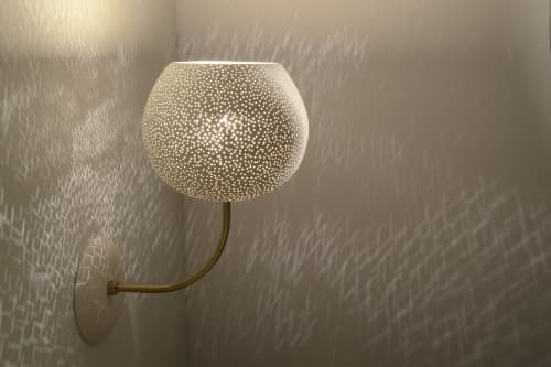 Large Claylight Sconce | Sconces by lightexture. Item composed of brass and ceramic in modern style