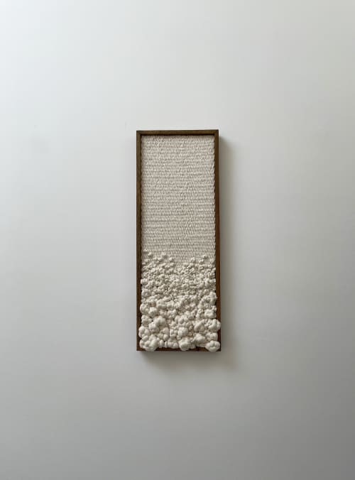 Woven wall art frame (Foam 001) | Tapestry in Wall Hangings by Elle Collins. Item composed of oak wood and cotton in minimalism or mid century modern style