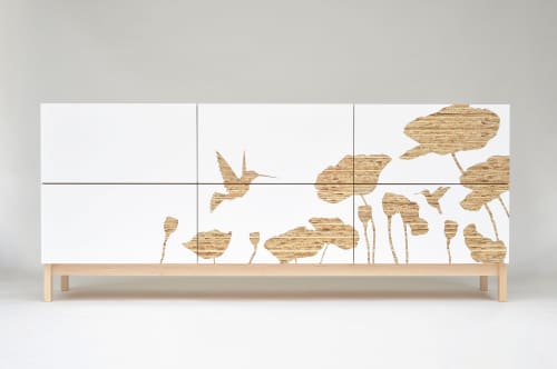 Hummingbird Graphic Long Dresser | Storage by Iannone Design. Item made of wood