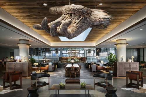 The Quantifiable and the Ineffable | Sculptures by Andrew Ramiro Tirado | The Maven Hotel at Dairy Block in Denver. Item composed of wood