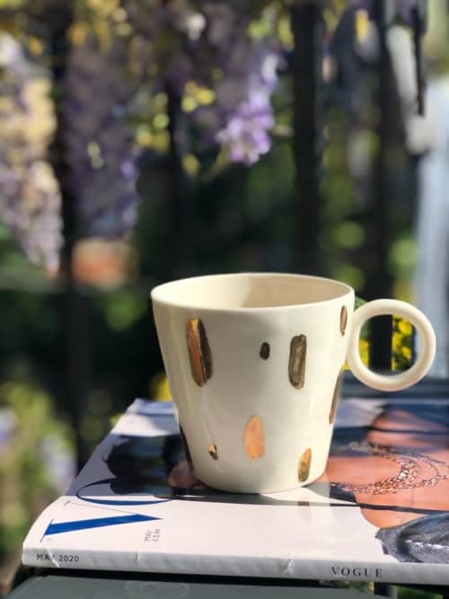 gold spots mug | Drinkware by Jade Gallup Studio. Item made of ceramic
