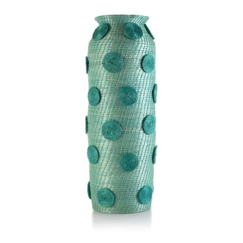 spotted large tall vase aqua | Vases & Vessels by Charlie Sprout. Item composed of fiber