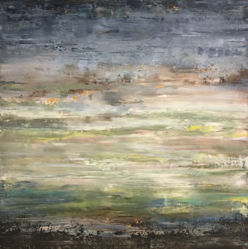 Shimmering Calm | Oil And Acrylic Painting in Paintings by Stephanie Thwaites | Ruby LivingDesign in Mill Valley. Item made of wood & synthetic