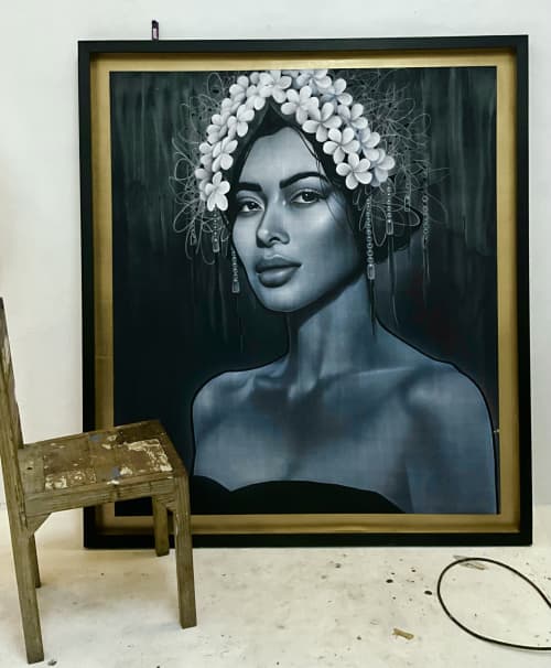 Balinese Dream | Oil And Acrylic Painting in Paintings by Hans Haveron. Item made of wood with canvas works with traditional style