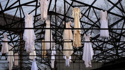 Relics of Marriage (Outdoor Installation) | Public Sculptures by ELYSE DEFOOR. Item composed of fabric