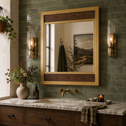 Hudson Mirror | Decorative Objects by Sand & Iron. Item made of oak wood with steel works with mid century modern & contemporary style