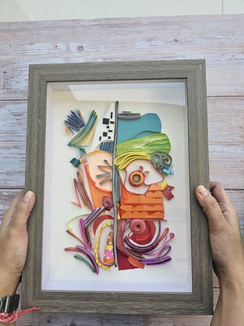 Playful textures, abstarct mix media, colourful art, | Mixed Media by Glimpsecraft. Item compatible with boho and contemporary style