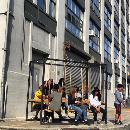 6-Seater Rope Swing Table | Picnic Table in Tables by SwingTables | The Bronx in Bronx. Item composed of wood and steel
