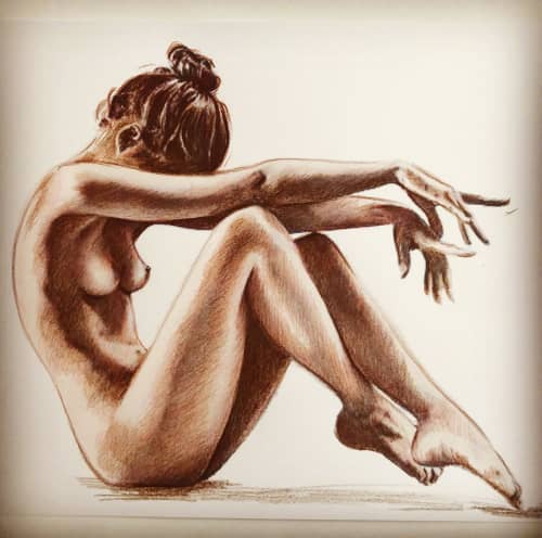 Sepia Nude drawing 2 | Prints by Eleanor Cardozo. Item composed of paper