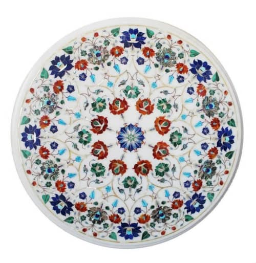 white marble table, coffee table, end table, tabletop | Tables by Innovative Home Decors. Item composed of marble in country & farmhouse or art deco style