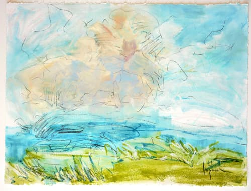 Heaven Sent, Oil on Paper Pair | Oil And Acrylic Painting in Paintings by Dorothy Fagan Art: Original Art + Fine Art to Flourish Your World. Item composed of wood & paper compatible with contemporary and coastal style