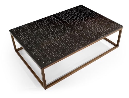 Nail Inlay Coffee Table No. 36 | Tables by Peter Sandback. Item made of wood with metal works with contemporary & modern style